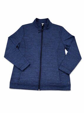 T by Talbots Full Zip Jacket Blue Heathered Knit Size XL Athleisure Zip